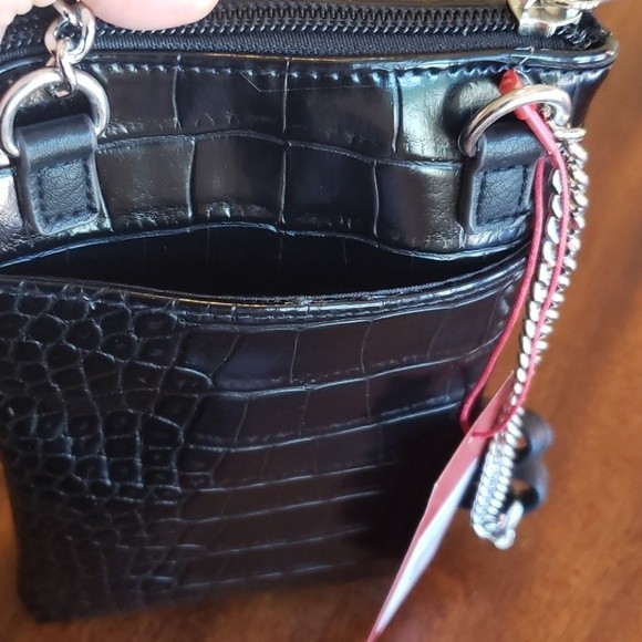 NWT Enzo Angiolini crossbody phone wallet FAUX Snake-skin Black - Picture 3 of 7